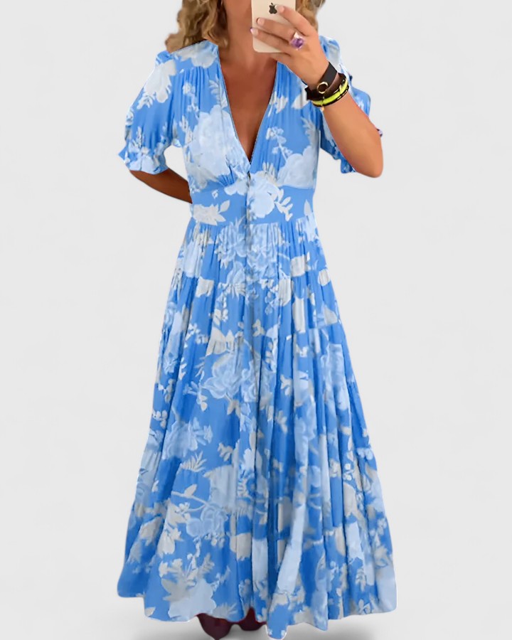 Maeve | Elegant Floral V-neck Dress