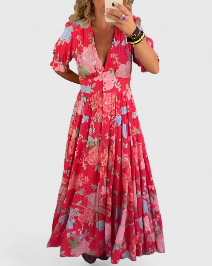 Maeve | Elegant Floral V-neck Dress