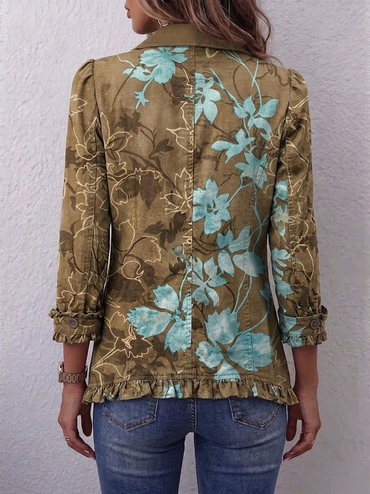 Blanche | Vintage Floral Bohemian Jacket with Ruffles