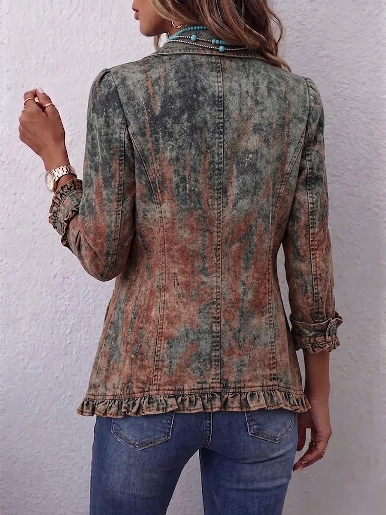 Flavie | Vintage Textured Gradient Jacket with Ruffles