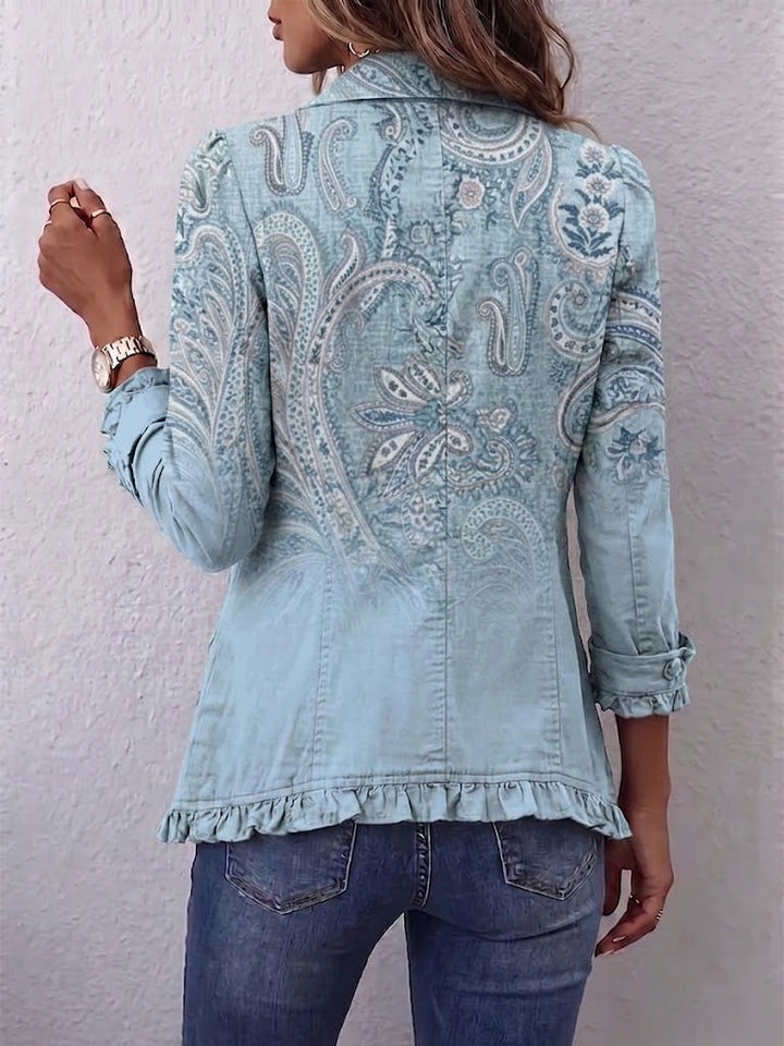 Émilie | Vintage Sky Blue Paisley Frill Jacket