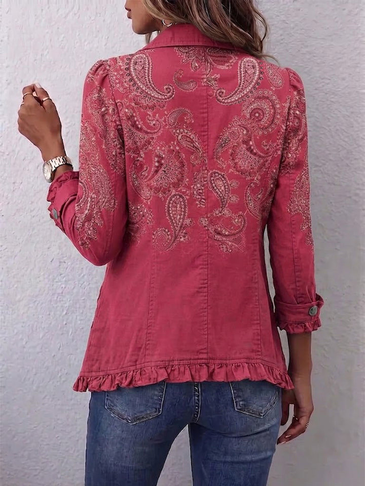 Iseult | Vintage Rose Antique Paisley Ruffled Jacket