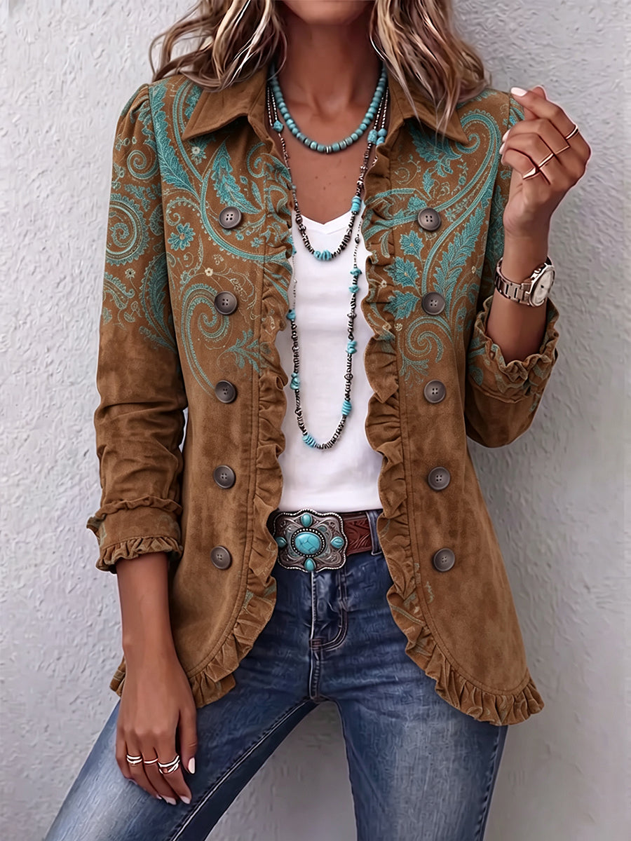 Séverine | Brown Paisley Frilled Jacket