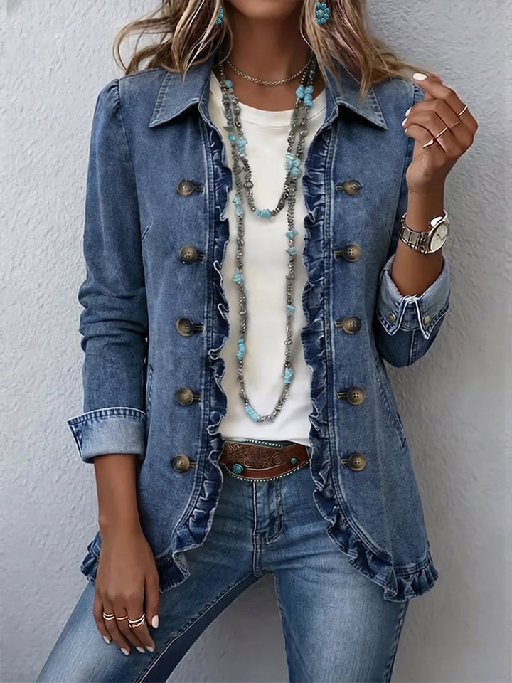 Frédérique | Medium Blue Ruffled Jacket