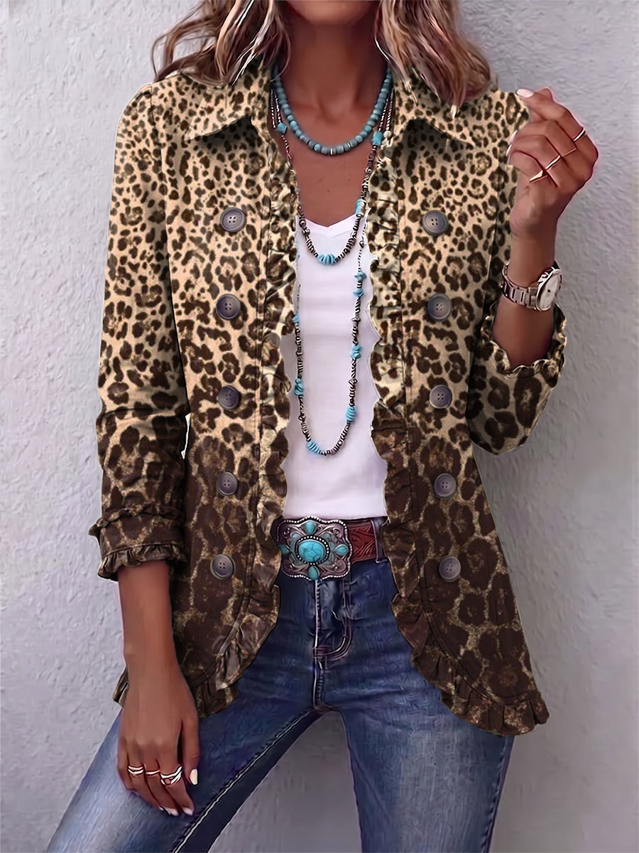 Ombeline | Multicoloured Leopard Print Frill Jacket